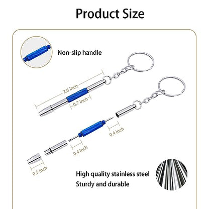 4 Pcs Mini Eyeglass Screwdriver, 4 in 1 Watches Precision Screwdriver Kit, Eyeglass Repair Set, Sunglass Watch Toy Repair with Keychain, Stainless Steel Alloy Watchmaker Tool(4 colors)