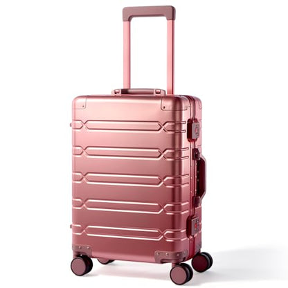 VentureVault All Aluminum Carry On Luggage 22x14x9 Airline Approved，Zipperless Luggage Premium Aluminum Suitcase Luggage, Hard Shell Carry On Luggage with Spinner Wheels (rose gold, 20inch) - color: Rose Gold, size: 20inch