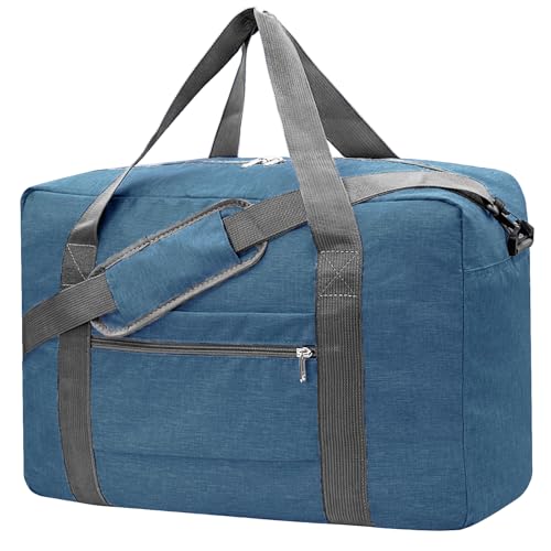 For Spirit Airlines Personal Item Bag 18x14x8 Foldable Carry on Bags for Airplanes Travel Duffel Bags for Women and Men - color: Snow DarkBlue, size: With Shoulder Strap