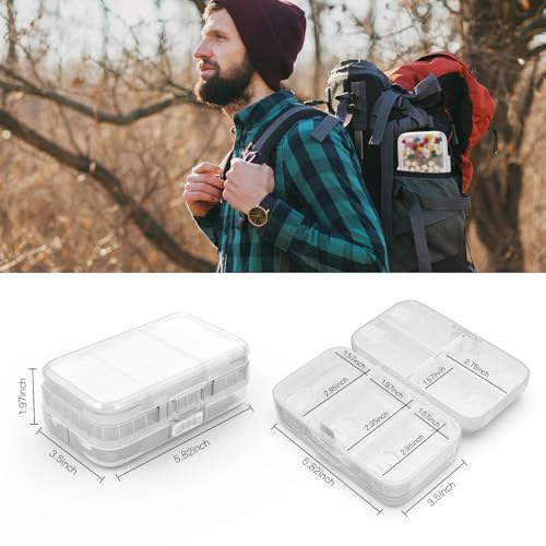 FYY Weekly Pill Organizer with Labels,8 Compartments Travel Daily Pill Case Airtight Moistureproof Large Pill Box to Hold Vitamins, Fish Oil, Supplements,Cotton Swab and Bandages-Clear - color: Clear