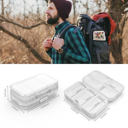 FYY Weekly Pill Organizer with Labels,8 Compartments Travel Daily Pill Case Airtight Moistureproof Large Pill Box to Hold Vitamins, Fish Oil, Supplements,Cotton Swab and Bandages-Clear - color: Clear
