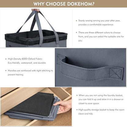 DOKEHOM 90L X-Large Laundry Basket with Removable Wash Bag on Wheels, Collapsible Rolling Laundry Hamper, Foldable Clothes Organizer, Folding Washing Bin (Grey) - color: Grey, size: X-Large Pro 29"