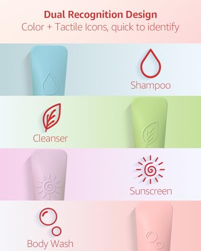 16-Piece Silicone Travel Bottles Set – TSA Approved Leakproof Toiletry Kit with Flat Easy-Squeeze Bottles, Pump & Spray, Waterproof Bag - color: 16B-Pink, size: 16