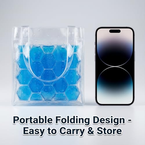 3-Pack Freezable Wine Cooler Bags with Built-in Gel Ice Packs - Portable Hexagon Wine Chiller Sleeve - Reusable Clear Folding Carrier Tote for Champagne, Beer, Picnic & Travel (orange） - color: Blue