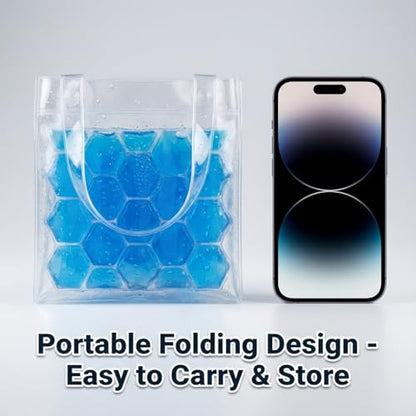 3-Pack Freezable Wine Cooler Bags with Built-in Gel Ice Packs - Portable Hexagon Wine Chiller Sleeve - Reusable Clear Folding Carrier Tote for Champagne, Beer, Picnic & Travel (orange） - color: Blue