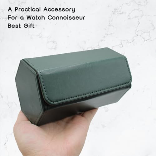 Watch Travel Hexagon Case Portable Organizer - Luxury Watch Hexagon Travel Box Recycled Leather Storage and Display for Men and Women(2Slot-Dark Green) - color: Hexagon-DarkGreen, size: Double slots