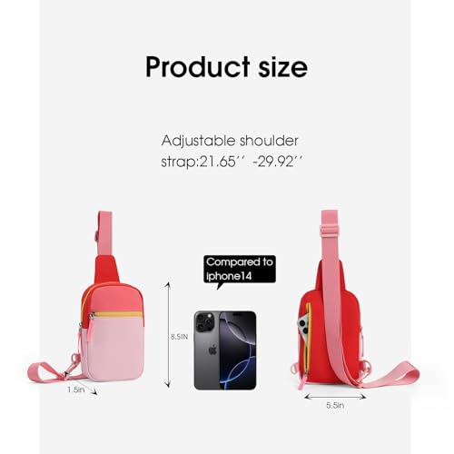 Birthday Gifts for 8 9 10 11 12 Year Old Teens Girls Kids, Fanny Pack Crossbody Bag Sling Belt Bags Purse, Dorm Travel Essentials for Girls Fashion, Preppy Tween Teen Girl Gift Trendy Stuff - color: Pink&Red