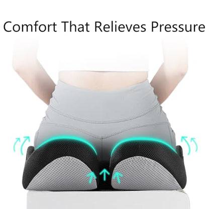 Gifts for Men Christmas Seat Cushion for Office Chair, Large Ergonomic Memory Foam for Sciatica, Hemorrhoid Pillow for Long Sitting Relief, 4.7" Thick Car Seat Cushions for Driving Seat Cushions