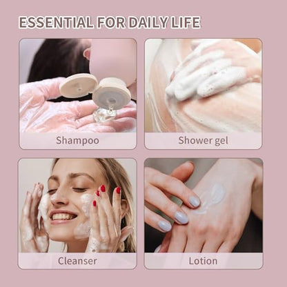 Empty Shampoo Bottles 6.7oz - Large Size Refillable Plastic Liquids Toiletry Containers - Empty Leak Proof Lotion Toiletries Dispenser - Pink Flip Cap Top Body Wash and Cosmetic Set 4 Pack - color: Pink