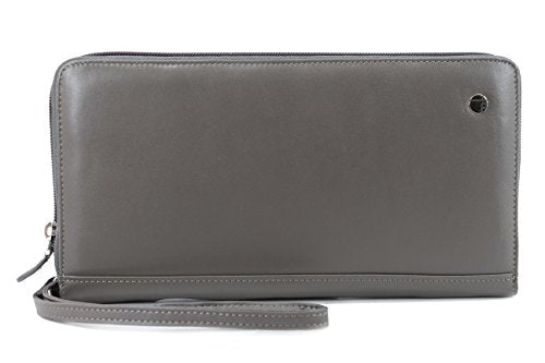 Zip-Around Passport Gray Unisex Leather Wallet Executive Boarding Pass Holder (Drizzling Mist) - color: Drizzling Mist