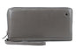 Zip-Around Passport Gray Unisex Leather Wallet Executive Boarding Pass Holder (Drizzling Mist) - color: Drizzling Mist