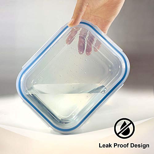 Glass Food Storage Containers Set, Large Size Containers with Lids, BPA-free Locking lids, 100% Leak Proof Glass Meal Prep Containers, Freezer to Oven Safe (2 Pack of 80oz) - color: 2 Pack of 80oz