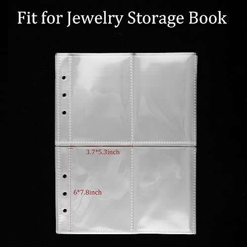 Clear Double-Sided Inner Pages for Jewelry Storage Book 6 Ring Binder 20 Sheets 160 Pockets Photocard Protector - color: Clear - Inner Pages (4 Slots + 20 Sheets)