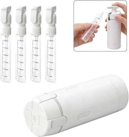 4 in 1 Travel Dispenser, 4 Pack 30ML/1OZ Travel Bottles with Stickers for Toiletries, Leak Proof Travel Size Containers, Portable for Shampoo Lotion Conditioner Cream White