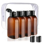 Cosywell Travel Shampoo Bottles 4pcs 3.4oz TSA Approved Travel Size Bottles for Toiletries Leak Proof Empty Lotion Containers with Flip Cap Small Plastic Squeeze Bottle - color: D-3.4oz-Brown-4blank