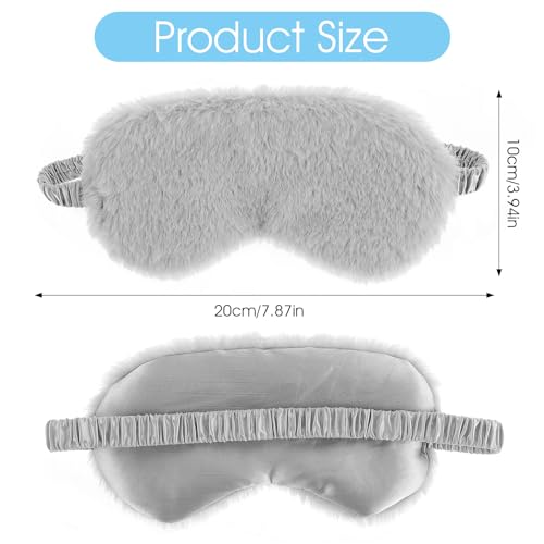 WY LIGHTING LEVEL 2 Pcs Plush Eye Mask Soft Sleeping Blindfold Eye Cover Comfortable Furry Faux Fur Sleeping Mask Satin Nap Night Eyeshade Cover for Women Men Gift (Black, Gray) - color: Black&gray