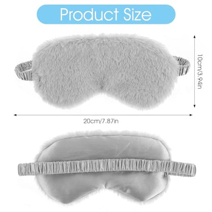 WY LIGHTING LEVEL 2 Pcs Plush Eye Mask Soft Sleeping Blindfold Eye Cover Comfortable Furry Faux Fur Sleeping Mask Satin Nap Night Eyeshade Cover for Women Men Gift (Black, Gray) - color: Black&gray