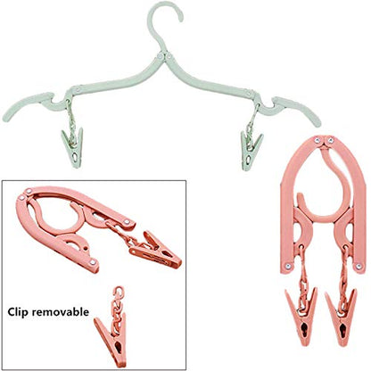 Portable Folding Travel Clothes Hangers12 Pcs with 24 Pcs Clips,with 1 Pcs Clothesline,for Scarves Suits Trousers Pants Shirts Socks Underwear Clothesp - size: 12 Pack Hanger with Clothesline