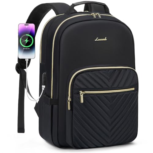 LOVEVOOK Laptop Backpack for Women 18.4 inch,Cute Womens Travel Backpack Purse,Professional Laptop Computer Bag,Waterproof Work Business College Teacher Bags Carry on Backpack with USB Port,Black - color: Black, size: 18.4 inch