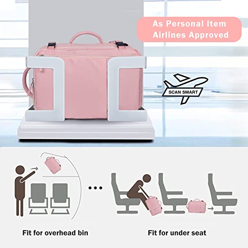 Hanples Carry on Travel Backpack for Women, Large 35L Personal Item Luggage Backpack,17 inch Laptop Backpack TSA Flight Approved, Travel Essentials Casual Daypack with 2 Toiletry Bags (Pink) - color: Pink, size: Large