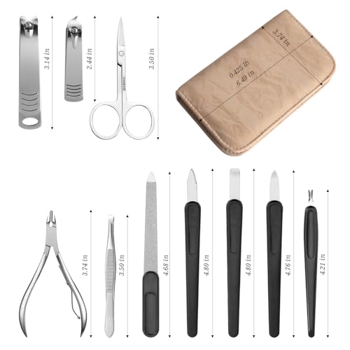 Manicure Pedicure Set, Nail Clipper Set 10-Piece Set Professional Manicure Kit Nail Kit with Portable Brown Travel Case Gift for Men Boyfriend Parent - color: brown