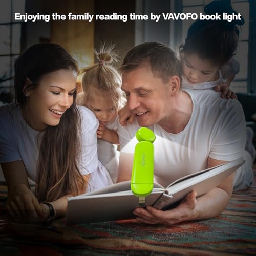 VAVOFO USB Rechargeable Book Light, Blue Light Blocking, Amber Light Clip On Bookmark Shaped Reading Light, Eye Care 6 LEDs Book Light for Bookworms Reading in Bed with 9 Lighting Modes (Neon Green) - color: Neon Green