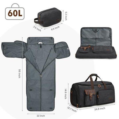 S-ZONE Garment Bags for Travel Convertible Garment Duffle Bags for Travel Suit Carry on Luggage for Men Hanging Suitcase - color: Black