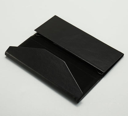 Portable Leather Glasses Case Anti-pressure Glasses Bag Coin Purse Storage Bag Suitable for Men and Women - color: Folding Black