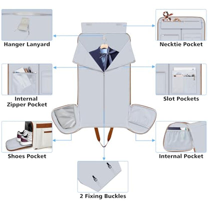 Convertible Garment Duffel Bags for Travel - Carry on Garment Duffle with Toiletry Bag Storage Bag Large Travel Duffel Bag 2 in 1 Hanging Suit Bag Weekender Bag for Men Women 3pcs Set - color: A01-white