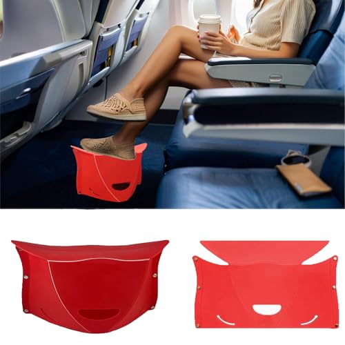 Travel Foot Rest for Airplane Long Flights,Portable Folding Under Desk Foot Stool,Relieves Back & Knee Pain,Comfortable for Long Flights,Cars,Trains,Ultralight Mini(Dark Red) - color: Dark Red