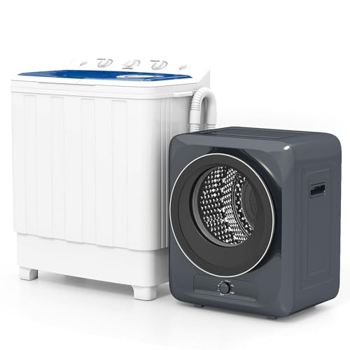 Auertech Portable Washer and Dryer Combo, 28 Lbs Twin Tub Washing Machine, 1.5 Cu.Ft Compact Clothes Dryer, Portable Washing Machine and Dryer Set for Laundry Apartment, RV, Dorm, Grey - color: White+Grey, size: 1.5cuft +28lbs
