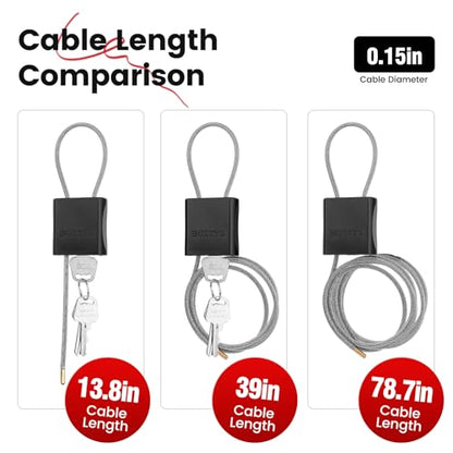 Cable Padlock with 3 Keys | L 1.15ft(0.35m),D 1/6in(4mm) Adjustable Steel Cable Lock | Aluminum Locks for Bikes, Gate, Lockers & Outdoor Gear | Weatherproof & Black - color: black - L 1.15ft(0.35m),D 1/6in(4mm)