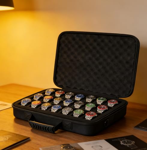 21 slots watch storage box, portable hard watch travel box, watch storage display storage box, padded watch portable box for watches - size: 21 Slots