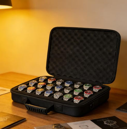 21 slots watch storage box, portable hard watch travel box, watch storage display storage box, padded watch portable box for watches - size: 21 Slots