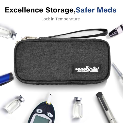 apollo walker Insulin Cooler Travel Case Diabetic Medication Cooler with Ice Packs and Insulation Liner insulin travel case tsa approved - color: Black, size: Small