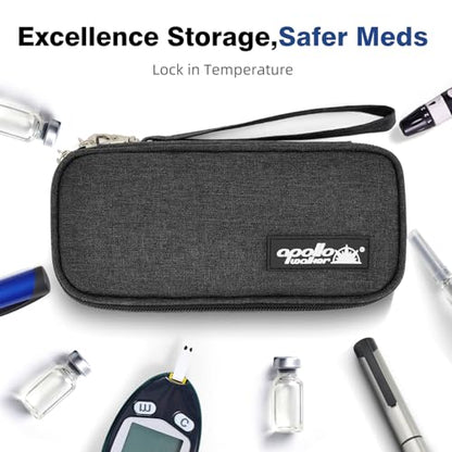 apollo walker Insulin Cooler Travel Case Diabetic Medication Cooler with Ice Packs and Insulation Liner insulin travel case tsa approved - color: Black, size: Small