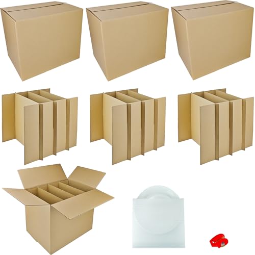 3 Sets Moving Boxes Dish Packing Boxes Divider Kits,16 x 12 x 13 Inch Dish Packing Box Kitchen Moving Box Corrugate Dividers with 30 Pcs Foam Pouches,1 Pcs Tape Rolls with Dispenser - style: 3 Sets-dish packing-16x12x13in