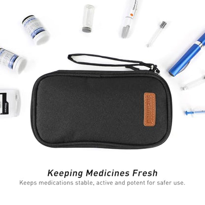 suzamed Insulin Cooler Travel Case, Double Layer Medicine Kit Diabetes Travel Case, Portable Medicine Organizer with 2Pack 150g Ice Pack TSA Approved for Insulin Pens Diabetic Supplies (Black) - color: Black