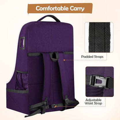 YOREPEK Padded Carseat Travel Bag for Airplane, Car Seat Travel Backpack with Shoulder Straps, Gate Check Car Seat Bags for Air Travel, Toddler Airplane Travel Essentials - color: Dark Purple