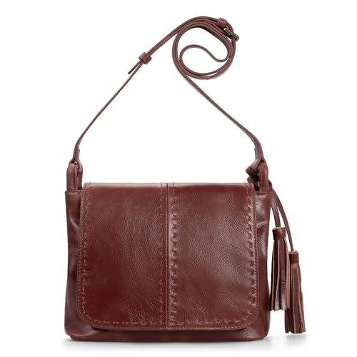 befen Vintage Leather Crossbody Bag for Women Genuine Leather Purse with Multi-Pockets Medium RFID Shoulder Handbag - color: Brown
