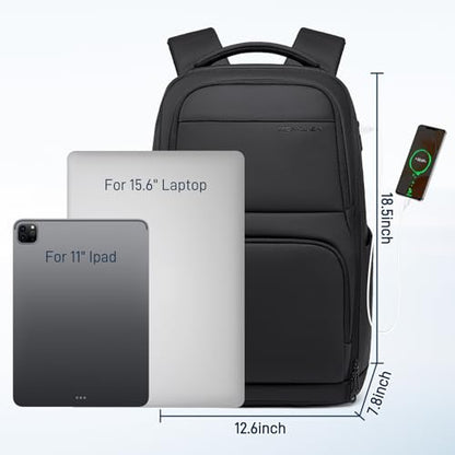 FENRUIEN Business Laptop Backpack for Men, Anti-Theft Travel Backpack with USB Charging Port, Water-Resistant Computer Pack Fits 15.6" Laptop, TSA-Friendly Commuter Daypack, Black - style: Regular Backpack