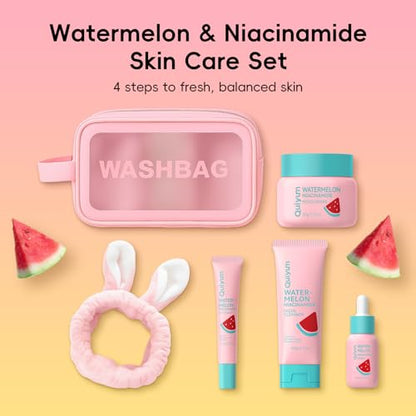 QUIYUM Watermelon Skin Care for Teen Girls, Daily Routine Skincare Sets- Smooth, Clean, Oil Control, Firm, Hydrate, Glow Up, for All Skin 4PCS, Mother's Day Birthday Gift for Women, Wife, Girlfriend - size: 4pc