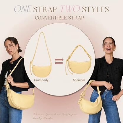 Mali&Lili Hobo Shoulder Bag for Women, Aria Convertible Crossbody Bags for Women, Vegan Leather purses, Shoulder Handbags - color: Yellow