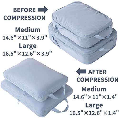 tianzong Compression Packing Cubes for Suitcases, Luggage Organizer Bags Set for Travel (2-Pack Medium, Blue) - color: 2-Pack Medium, Blue