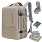 MOLNIA 50L Expandable Travel Backpack for Women Men, Carry On Travel Essentials, Flight Approved Fits 21 Inch Laptop Backpack, Waterproof Business Suitcase Weekender Backpack, Beige - color: Beige With Packing Cubes, size: X-Large