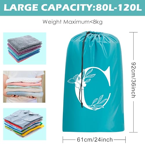 Sylfairy 2 Pack Extra Large Travel Laundry Bag, Dirty Clothes Organizer with Drawstring,Heavy Duty Travel Laundry Bags - color: Letter C