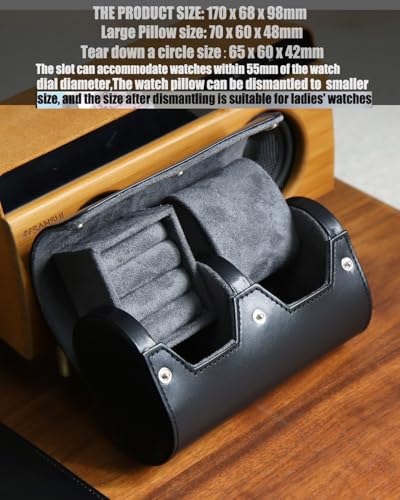 Watch Roll Travel Case, Mens Single Watch And Cufflink Box Case with Suede Lining, Portable Watch Cufflink Display Storage and Organizer to Holder Large Watch, Cufflink Travel Case For Men - color: Black 1 Slot Watch and 1 Slot Cufflink box