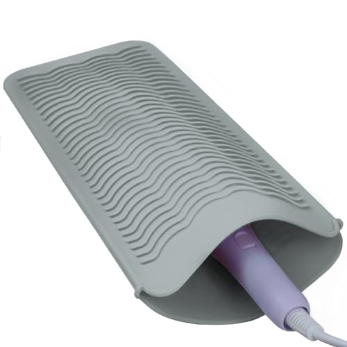 1Pack Silicone Heat Resistant Mat Pouch for Hair Straightener, Curling Iron, Flat Iron and Hot Hair Tools Grey - color: Grey, size: 1 Pack