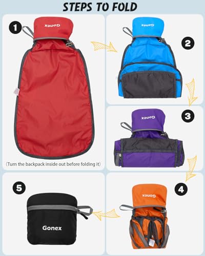 Gonex Ultra Lightweight Packable Backpack Daypack Handy Foldable Camping Outdoor Travel Cycling Backpacking - color: Dark Blue