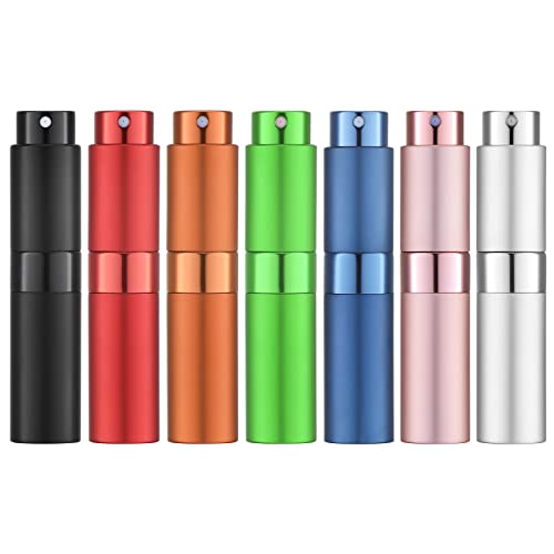 LISAPACK Atomizer Perfume 8ML Spray Bottle for Travel (7PCS), Empty Refillable Cologne Dispenser, Portable Sprayer for Men and Women (Multi-colored) - color: 7 Colors